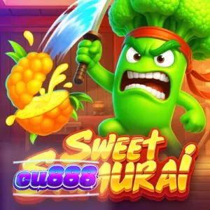 Tampilan visual grid asimetris dan karakter Broccoli Samurai dalam slot Sweet Samurai